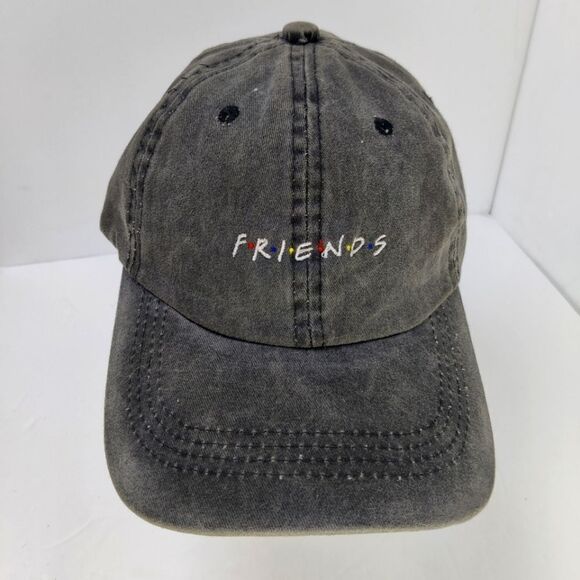 Friends baseball Cap Distressed Black Cotton Adjustable bLAnk Co - Picture 1 of 8